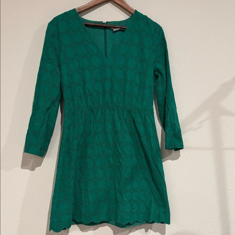 J. Crew Long Sleeve Green Dress